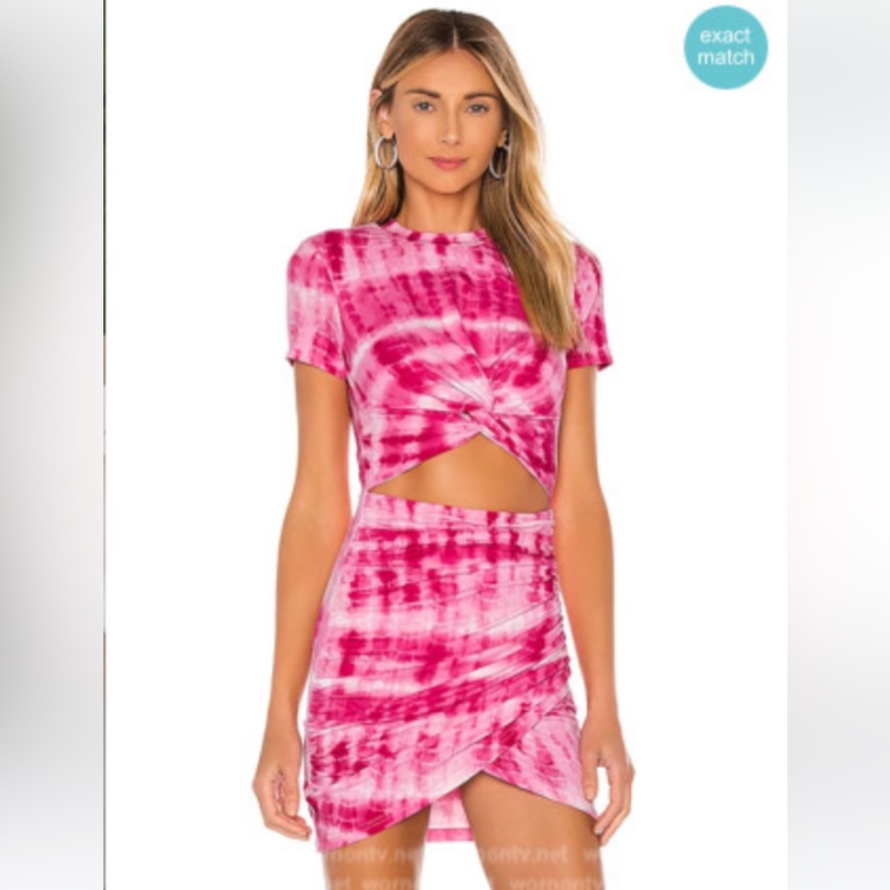 Super down MAUREEN JERSEY MINI DRESS IN PINK TIE DYE